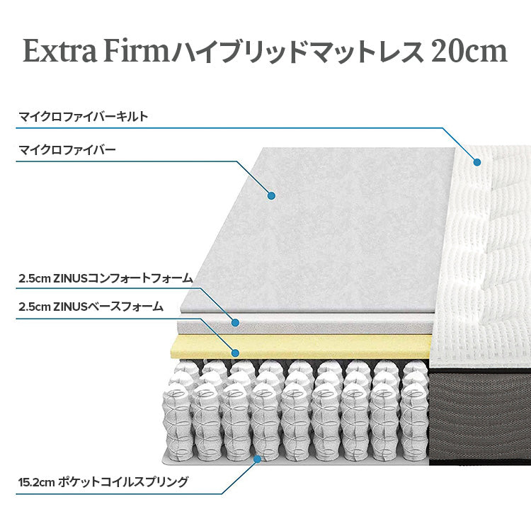 Extra Firm ハイブリッドマットレス 20cm