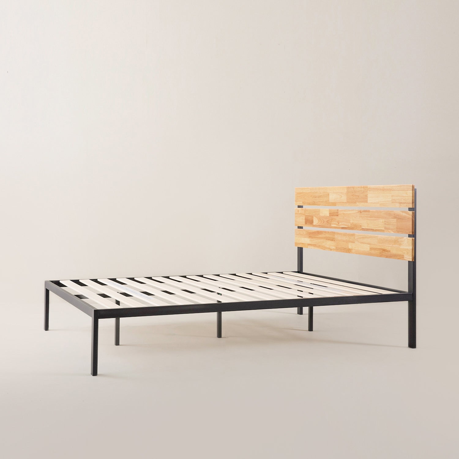 【アウトレット】【外装不良】Sonoma ベッドフレーム スチール&ウッド ヘッドボード付 36cm ブラック 木目