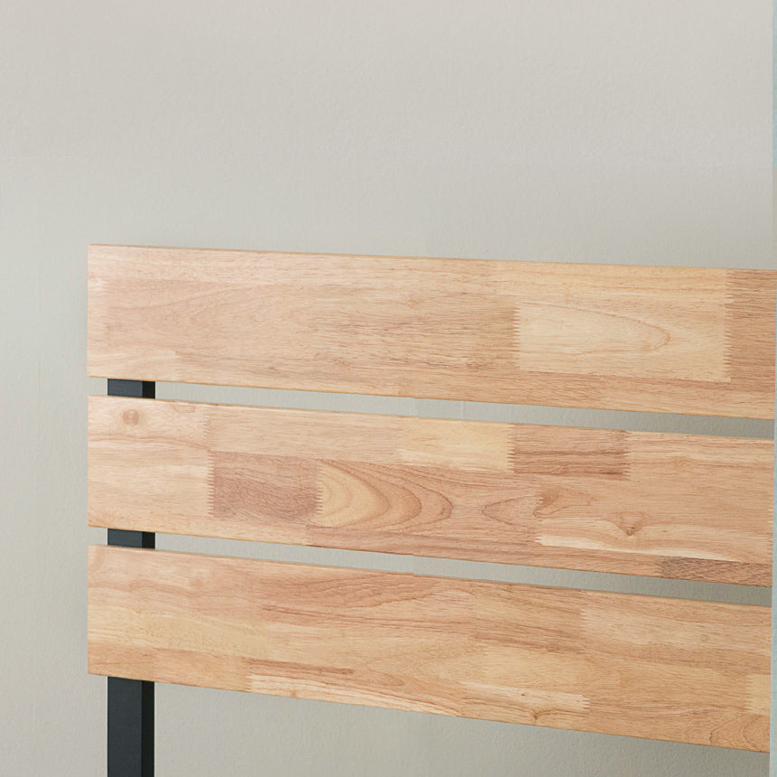 【アウトレット】【外装不良】Sonoma ベッドフレーム スチール&ウッド ヘッドボード付 36cm ブラック 木目