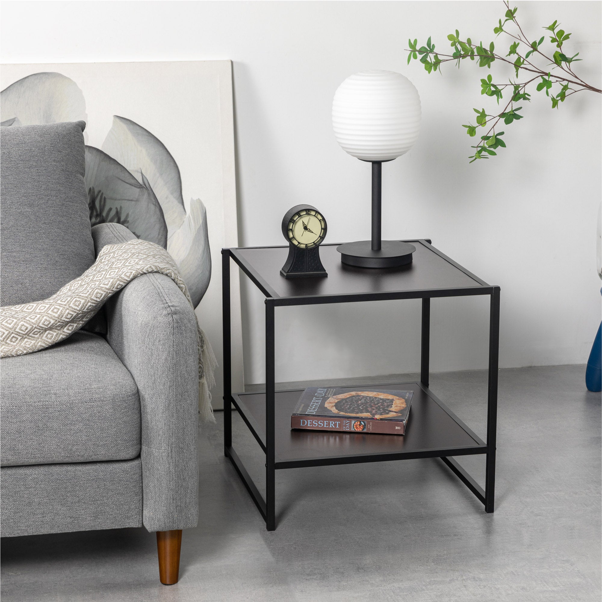 【アウトレット】Modern Studio Collection ナイトテーブル ベッドサイドテーブル 50.8cm ブラウン ブラック ウッド