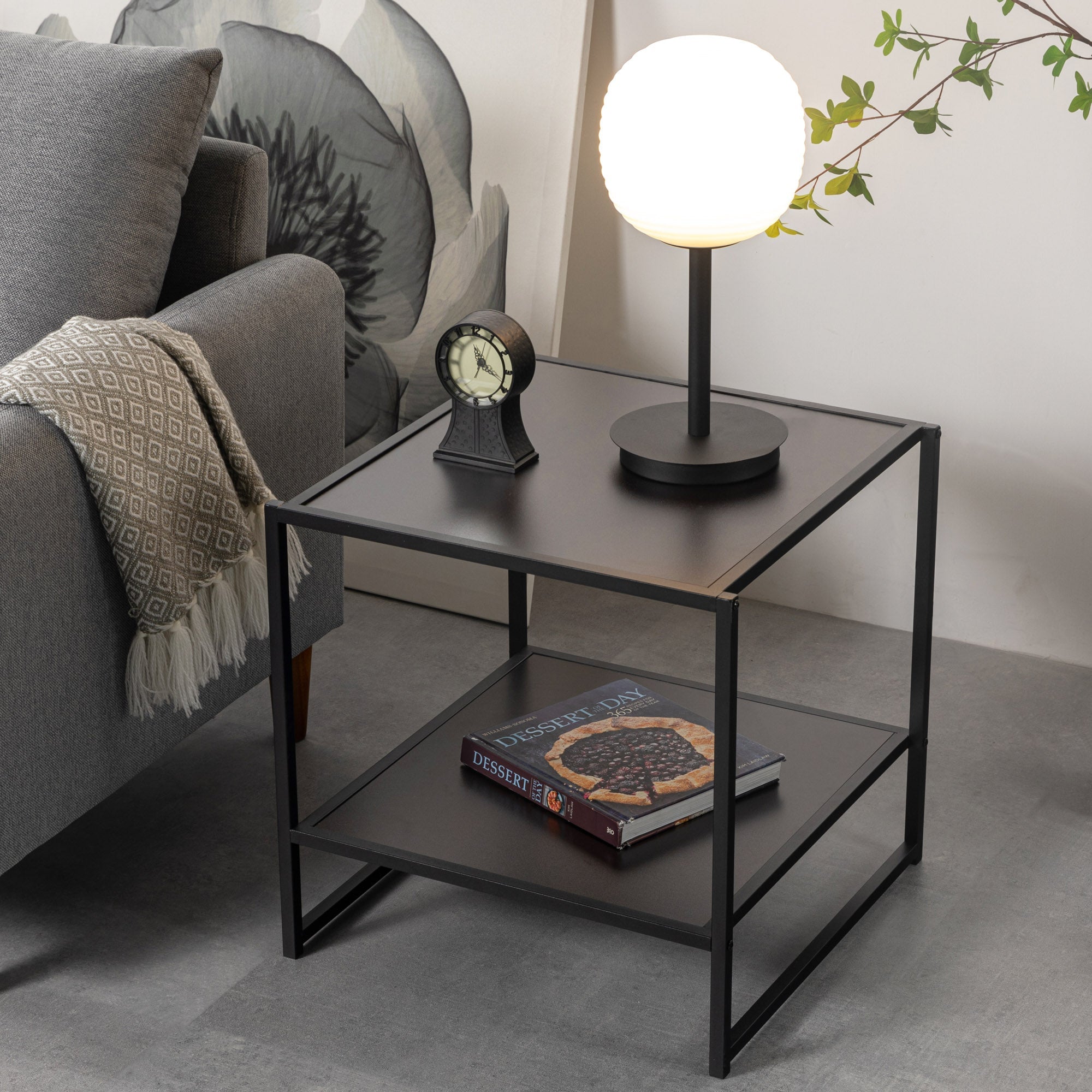【アウトレット】Modern Studio Collection ナイトテーブル ベッドサイドテーブル 50.8cm ブラウン ブラック ウッド