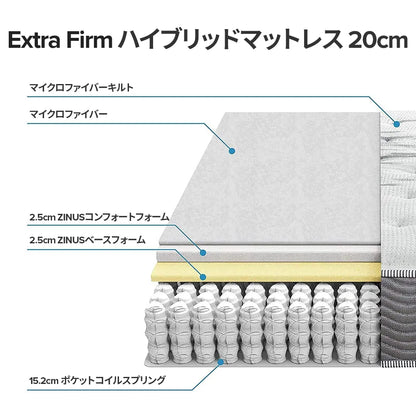 Extra Firm ハイブリッドマットレス 20cm ホワイト