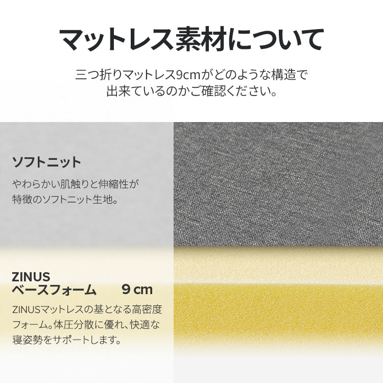 【良品アウトレット】【旧規格】高反発 マットレス 三つ折り ウレタンフォーム 9cm